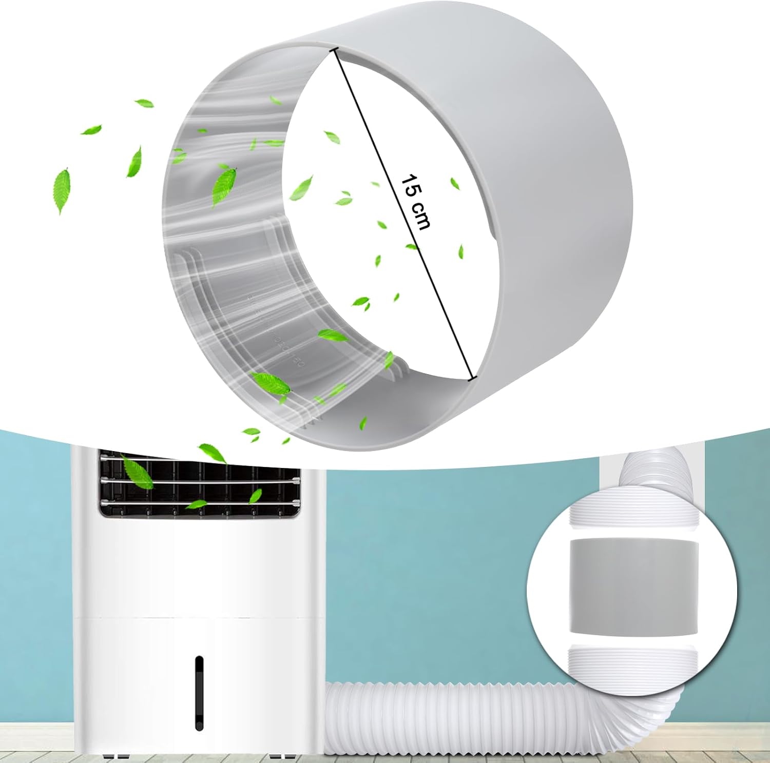 Adapter węża wylotowego klimatyzatora 150 mm, adapter węża wylotowego przenośnego klimatyzatora Adapter węża przenośnego klimatyzatora