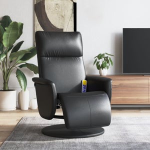 VidaXL Fauteuil Relax Massage Inclinable – Similicuir Noir, 6 Points De Vibration, Repose-Pieds, Confort TV Ultime