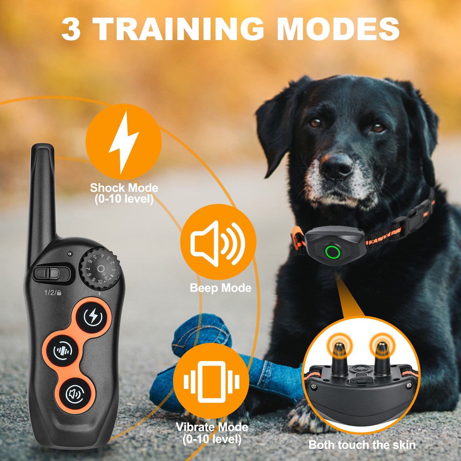 Collar de adiestramiento para perros, antiladridos con control remoto, 3 modos de vibración,resistente al agua IPX7, alcance de 600 m. - 3