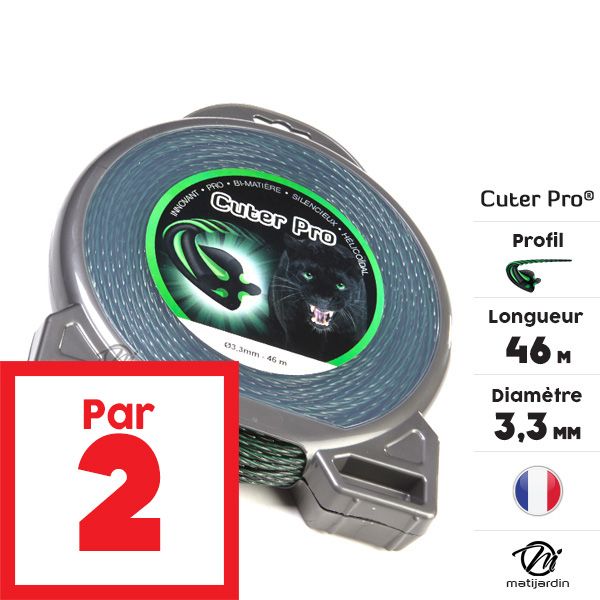 Fil nylon Cuter'pro 3,3 mm x 46 m Hélicoïdal Blister par 2 - 2