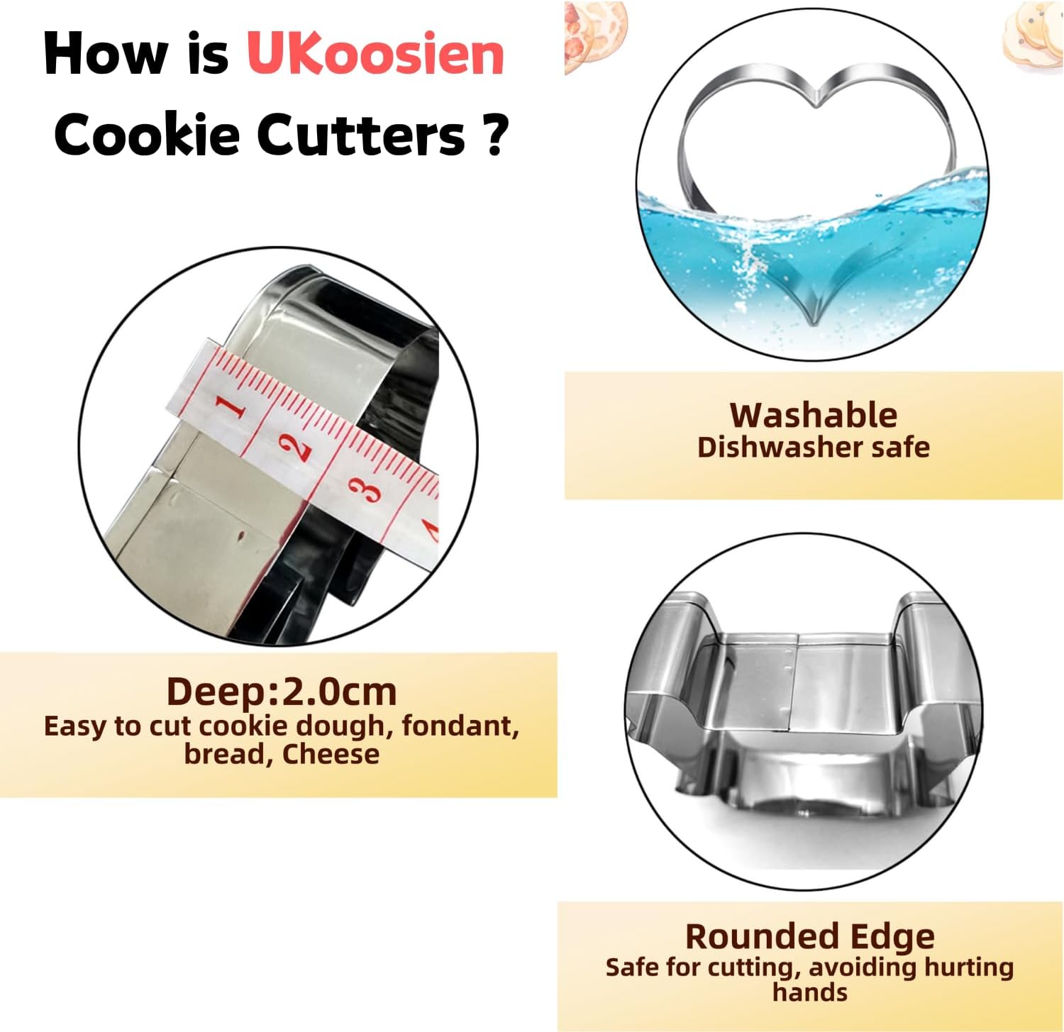 Cortadores de galletas navideños - 9 piezas - hombre de jengibre, copo de nieve, reno, ángel, árbol de Navidad, muñeco de nieve, cara de Papá Noel - 3