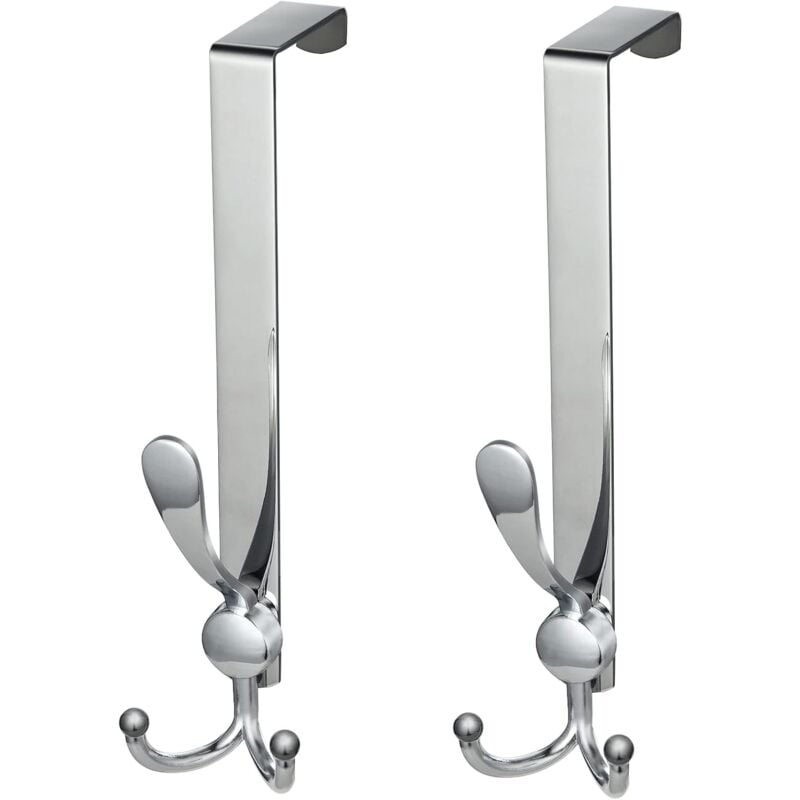Wieszak na drzwi, 2 szt. Wieszak na drzwi bez wiercenia ze stali nierdzewnej, hak na drzwi do sypialni, łazienki, kuchni (4,5 cm)
