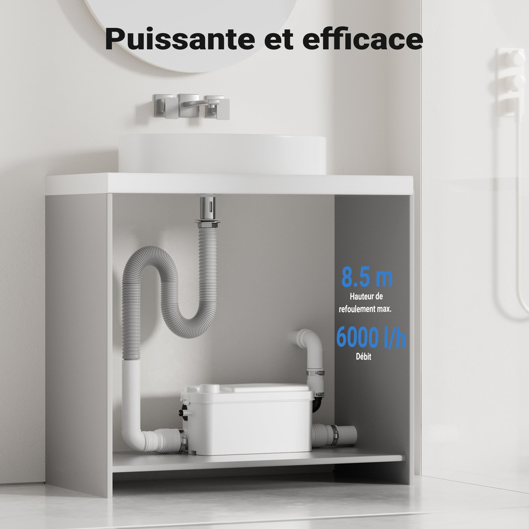 Pompe de relevage 3/1 compacte – 250 W – avec 3 entrées – Hauteur de refoulement max. 8,5 m – Eaux usées Eaux chargées Pompage – Station… XPOtool - 2