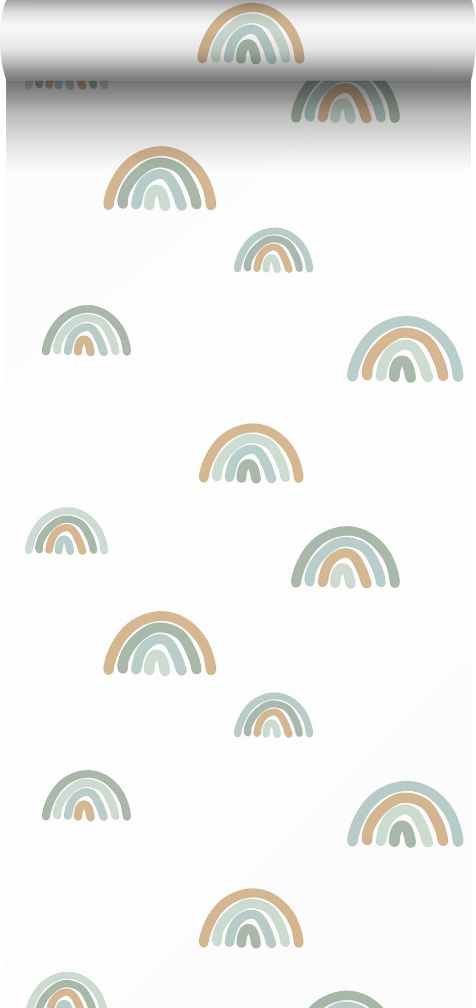 Papel pintado arcoiris verde menta agrisado y azul agrisado - 0,53 x 10,05 m - estahome