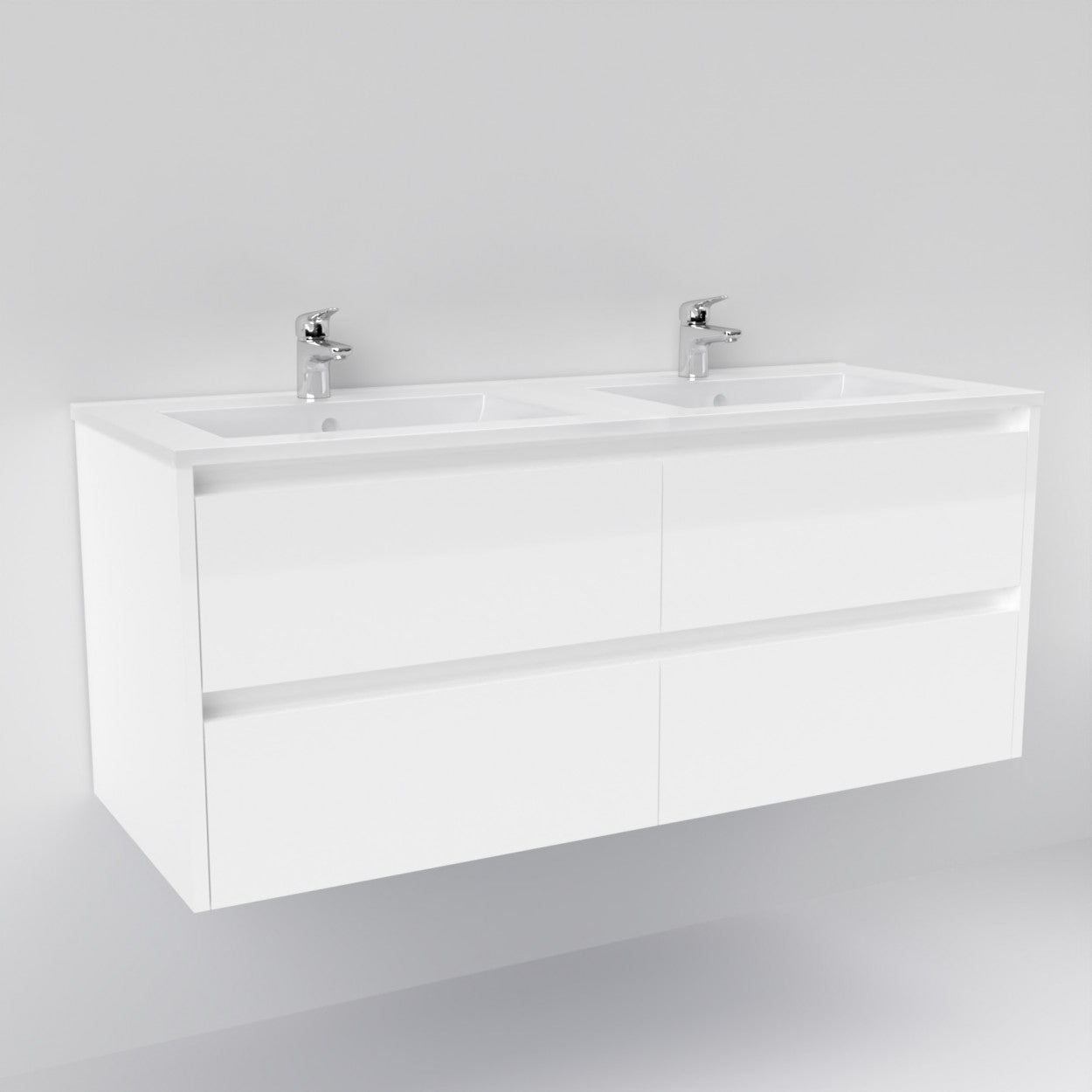 Meuble double vasque JUPITER 3.0 Blanc Brillant 120cm - Sans miroir - 4