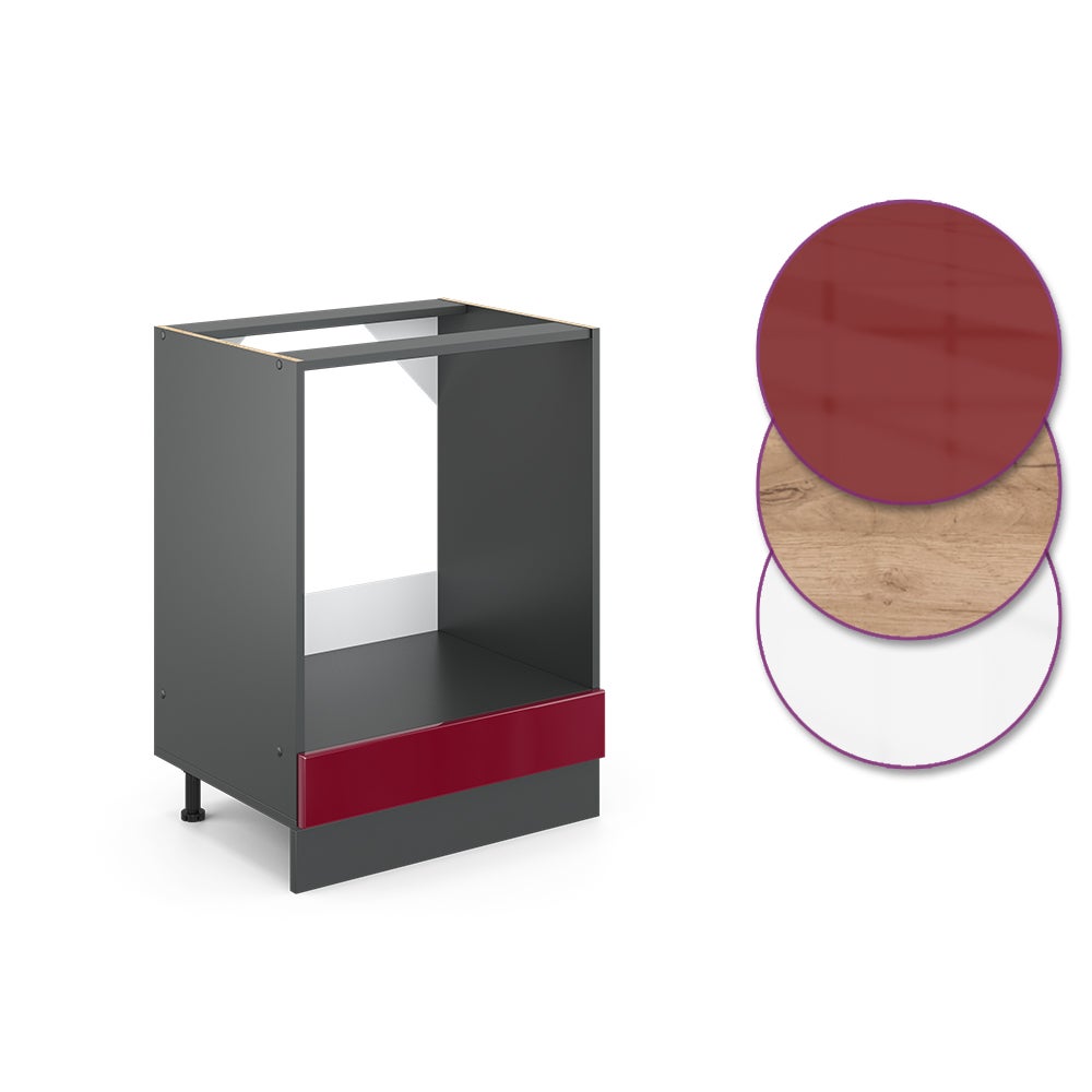 Vicco Meuble pour four R-Line, Rouge, 60cm J-Shape, PT Anthracite - 4