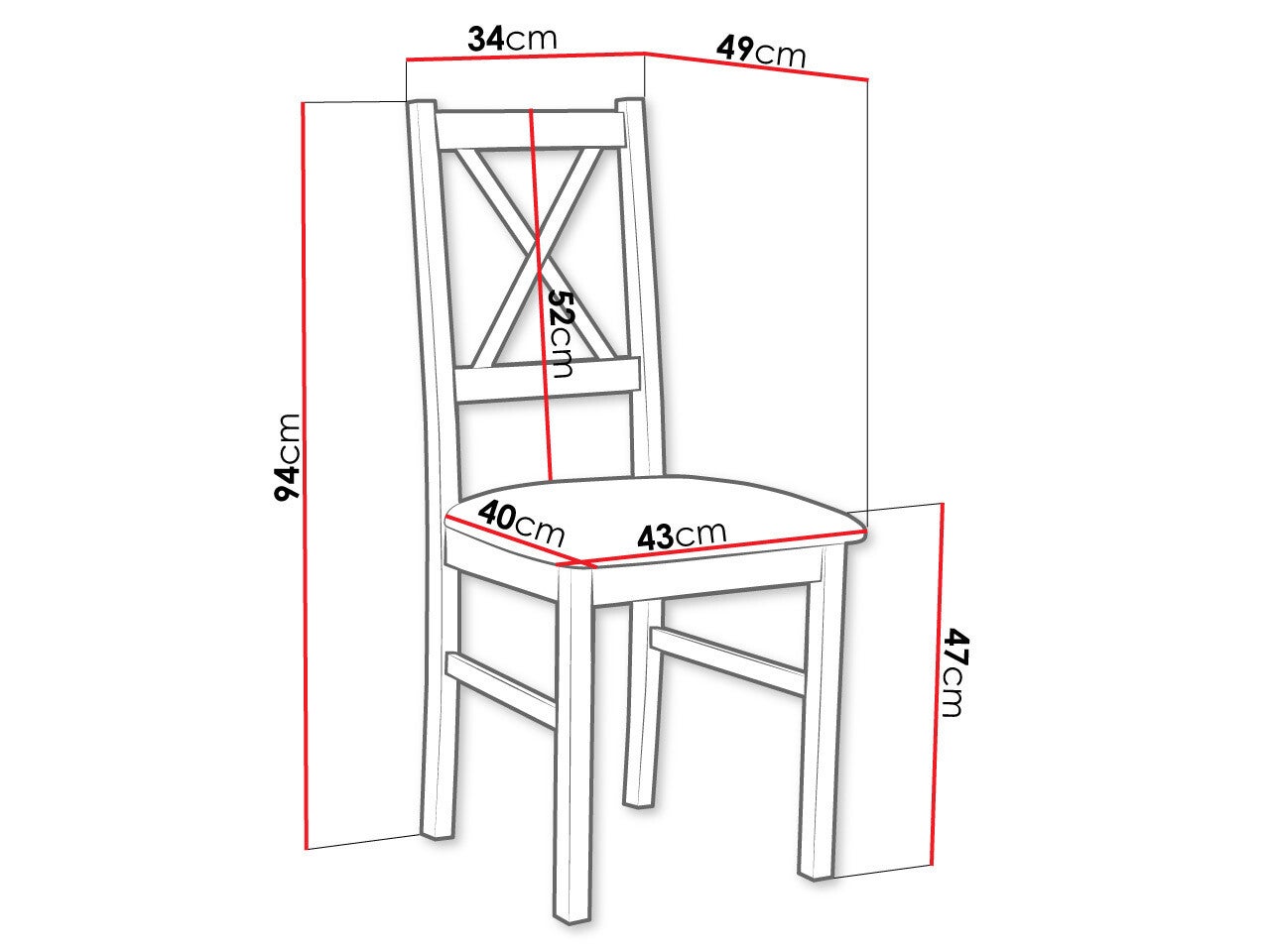 Cadeira Victorville 173, 94x43x49cm, Tecido, De madeira, Madeira, Mobiliário já montado - 4