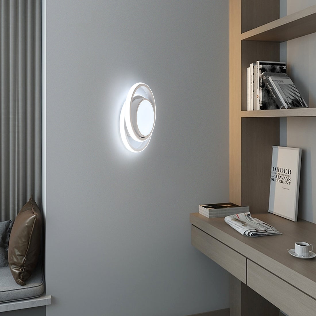 GOECO Plafonnier LED moderne 32W 2500lm 6500K Lumière blanche Luminaire de plafond Rond pour Couloir Chambre Cuisine Salon - Blanc - Taille: 27*22*6cm - 9