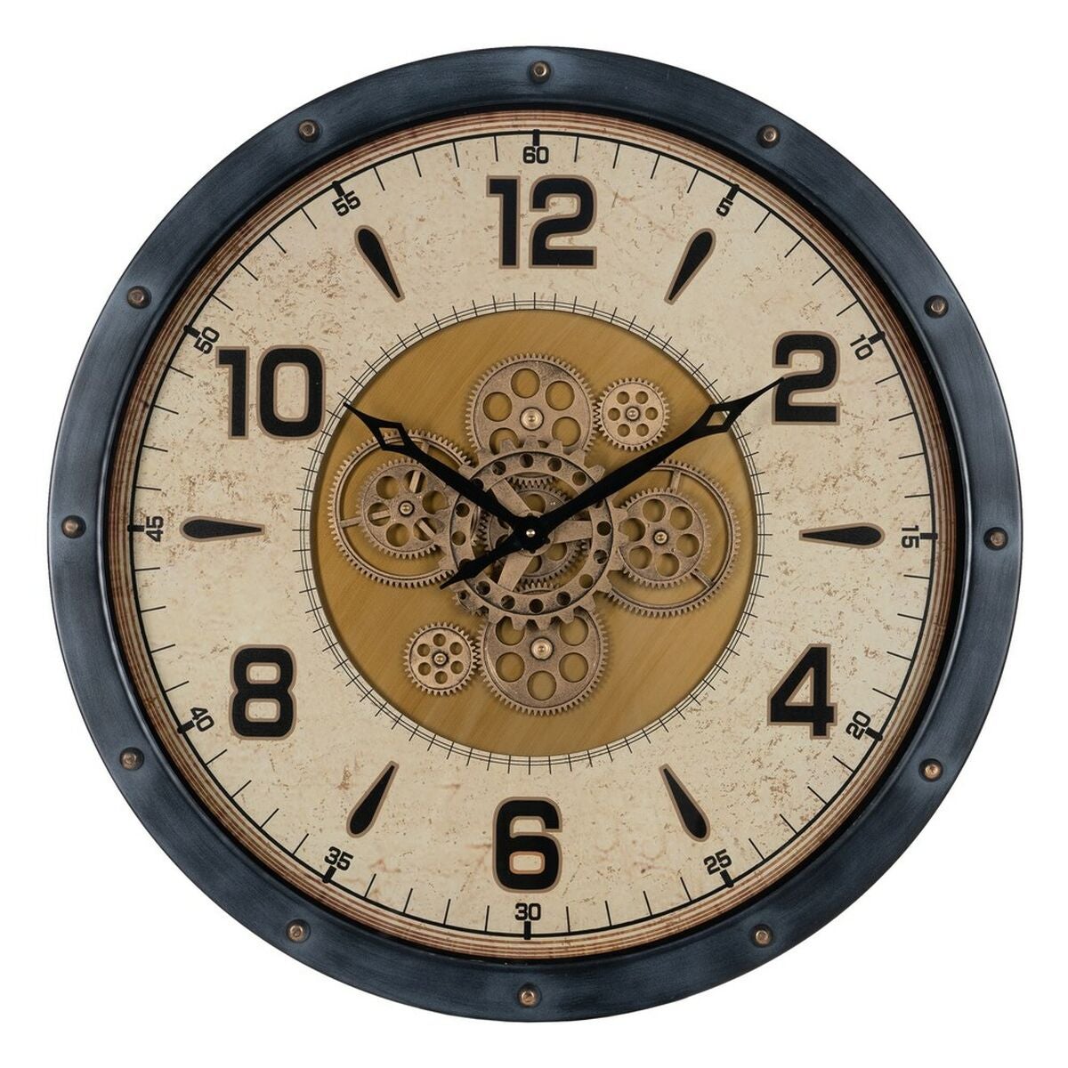 Reloj de pared negro dorado cristal hierro 72 x 9 x 72 cm (3 unidades)