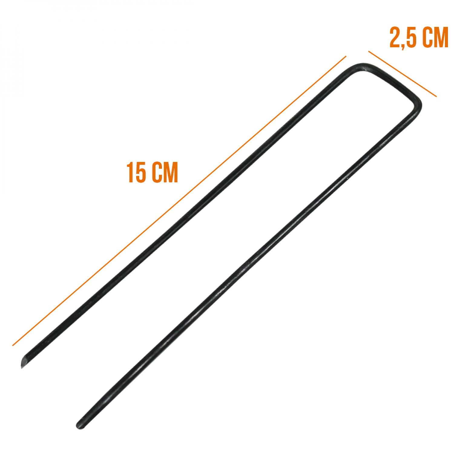 Lot De 100 Piquets De Fixation - 15 Cm X 2.5 Cm - Diam 2.8 Mm - Acier - Noir - Linxor - 2