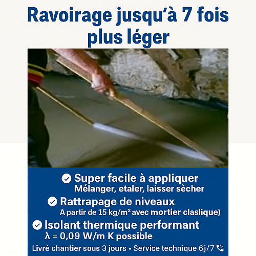 beton léger ( pour 25 a 100 m2 de chape légère en 5 cm selon dosage de billes ECOGRAPHITE EAS additif inclus) - 5