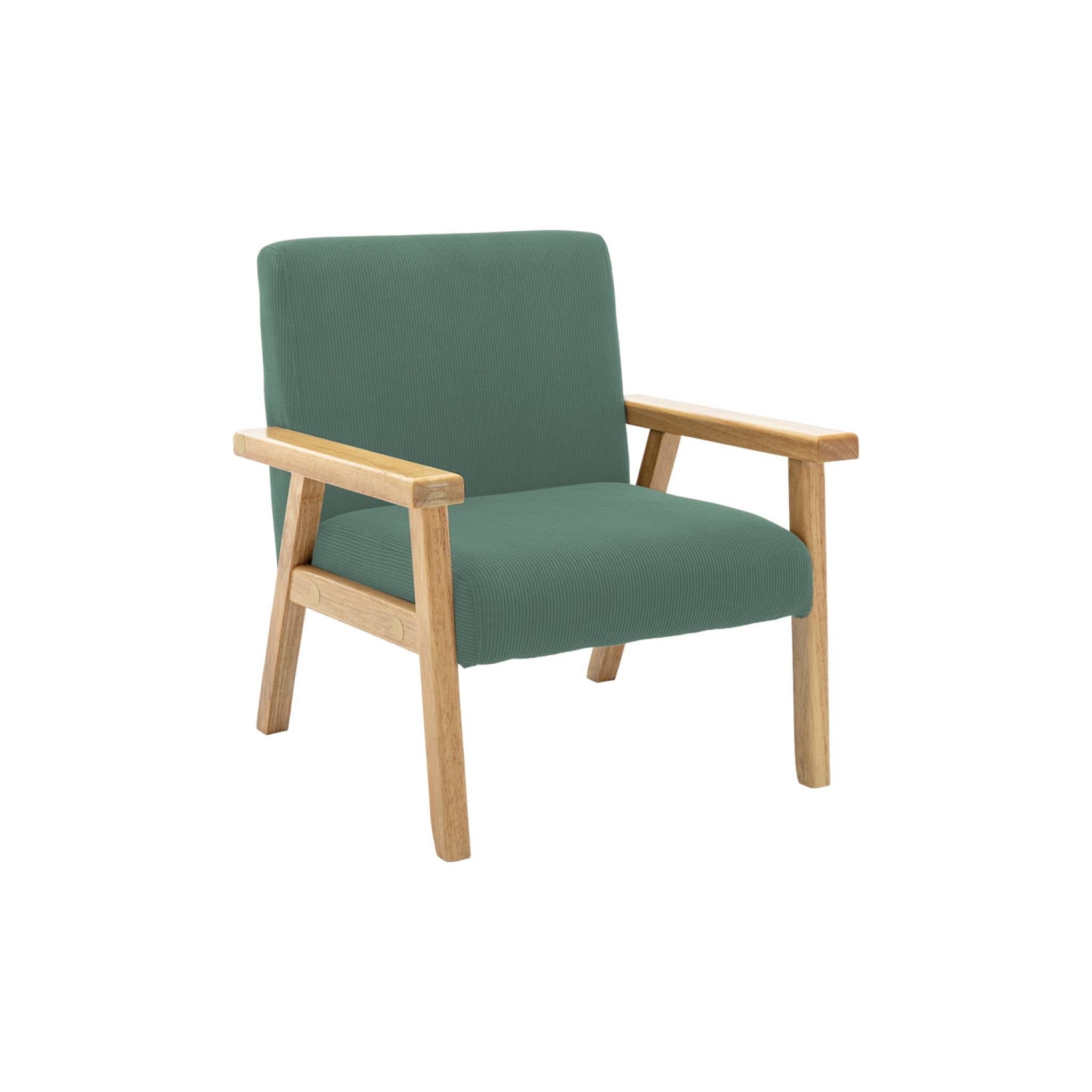 Sillón infantil escandinavo de pana y madera de caucho, isak kids, kaki, 47x43.5x50 cm