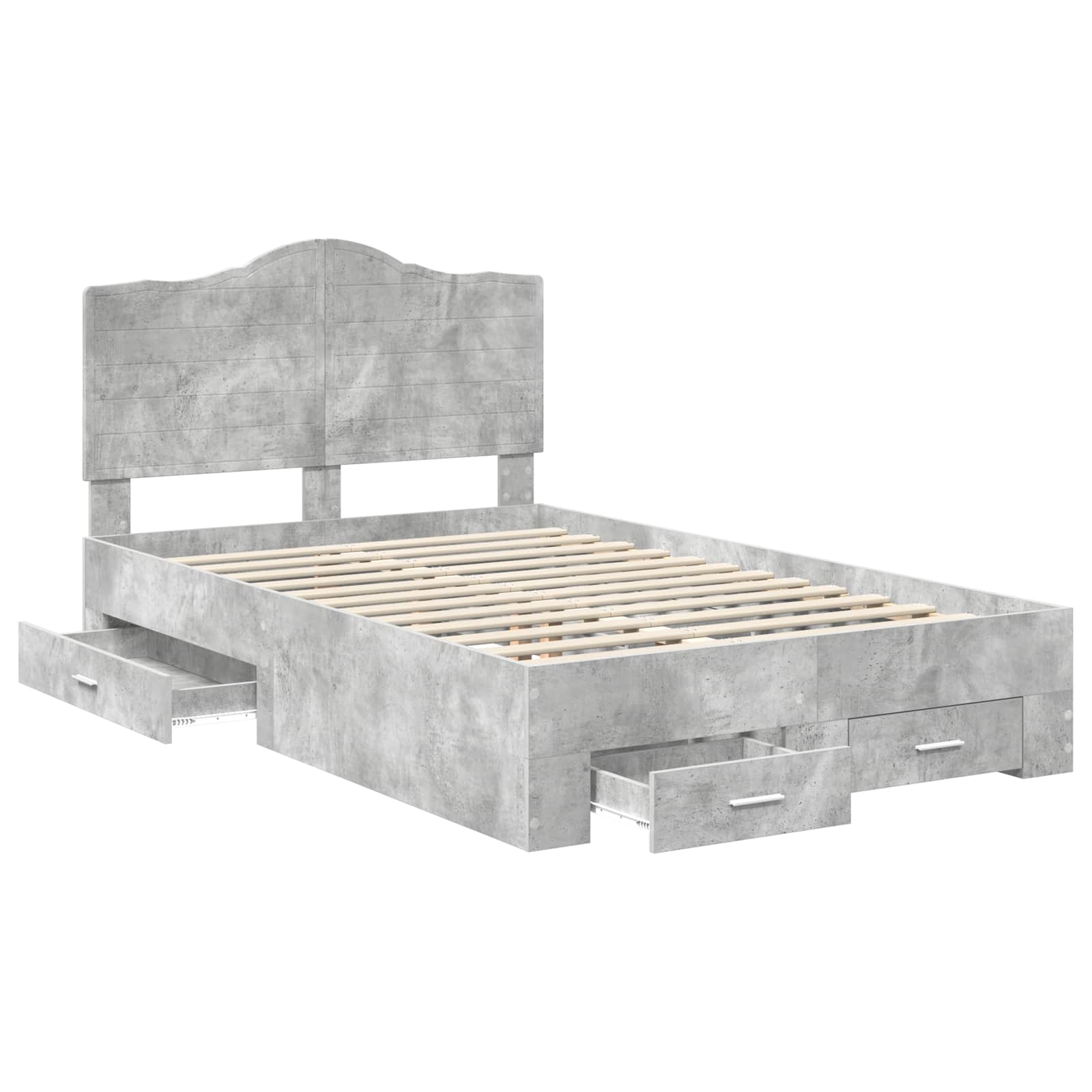 Cadre de lit en panneau de bois, gris béton, pour la chambre, 135 × 190 cm - 5