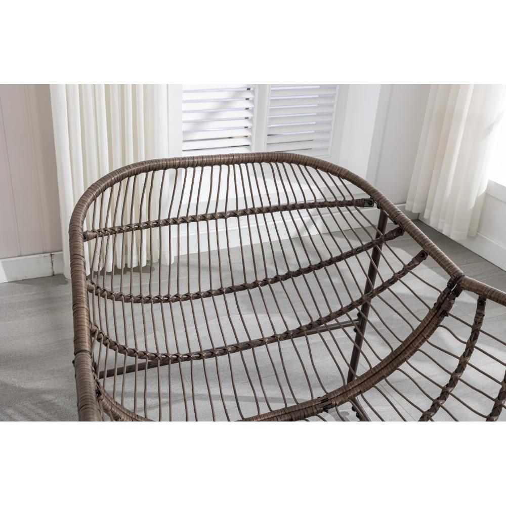 Cadeira de Balanço de Rattan Sintético Azul Marinho para Jardim, Varanda e Sala, Poltrona Egg com Almofada, Estrutura de Aço, Exterior - 9