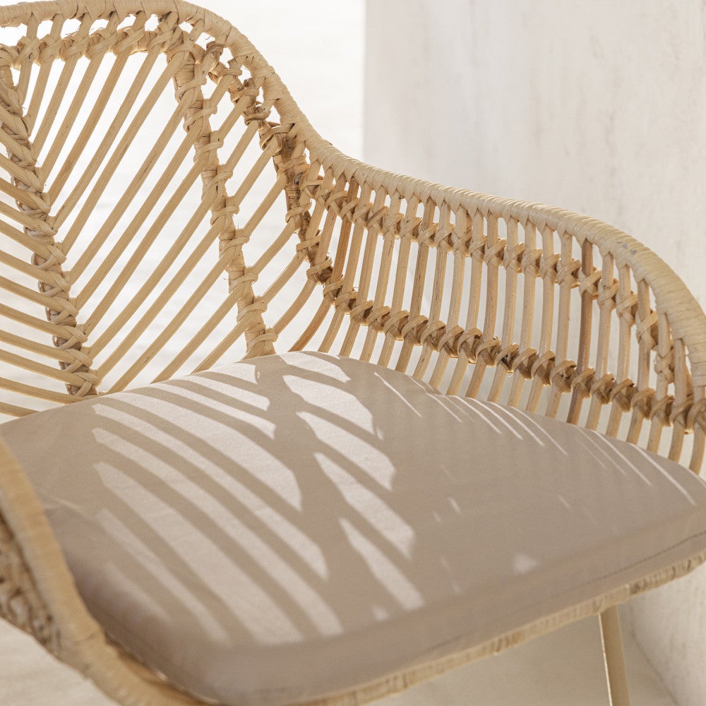 Nunuhai - Lot de 2 tabourets de bar en rotin pieds beiges 76cm - Beige - 3