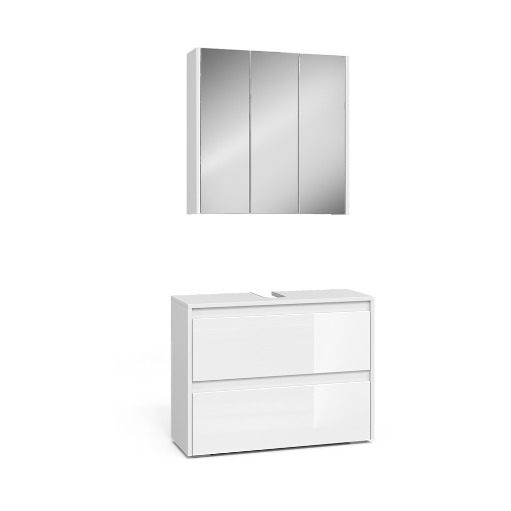 Vicco Zestaw mebli łazienkowych Majest, Biały/biały wysoki połysk, 2 części