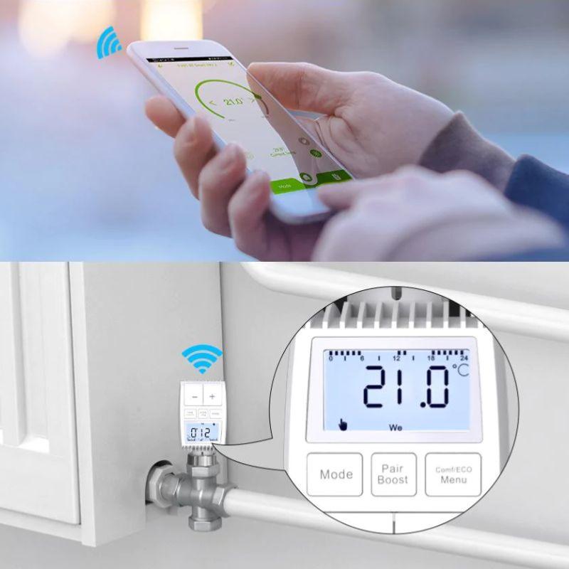 Kit de 4 Têtes Thermostatiques Connectées Universelle avec Ecran LCD + Passerelle ZigBee - SILAMP - 5