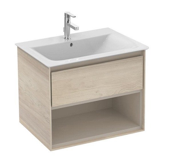 Ideal Standard - Meuble sous-plan 60cm 1 niche 1 tiroir chêne cérusé /beige glacé mat - CONNECT AIR Ideal standard