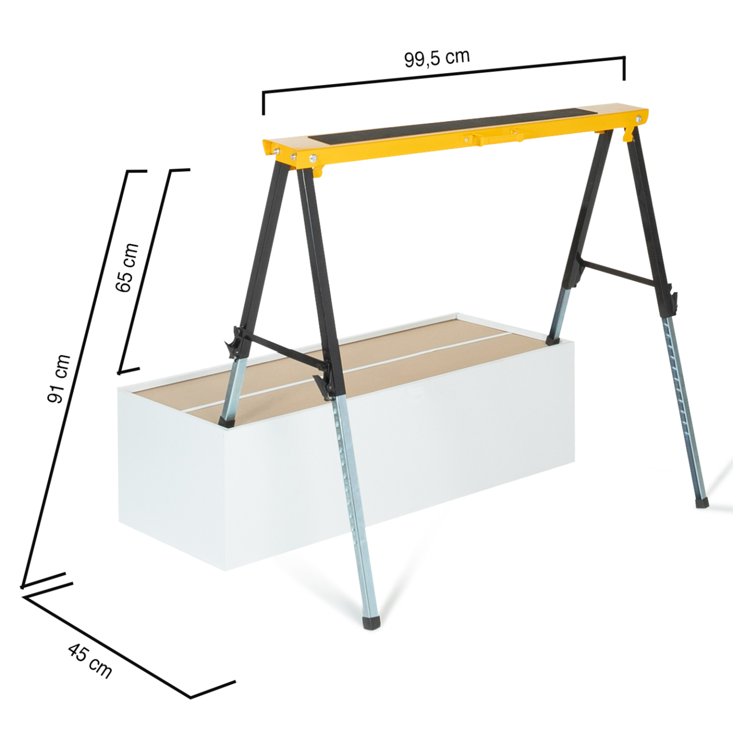 Lot de 2 tréteaux télescopiques pliables large plateau antiglisse - 3