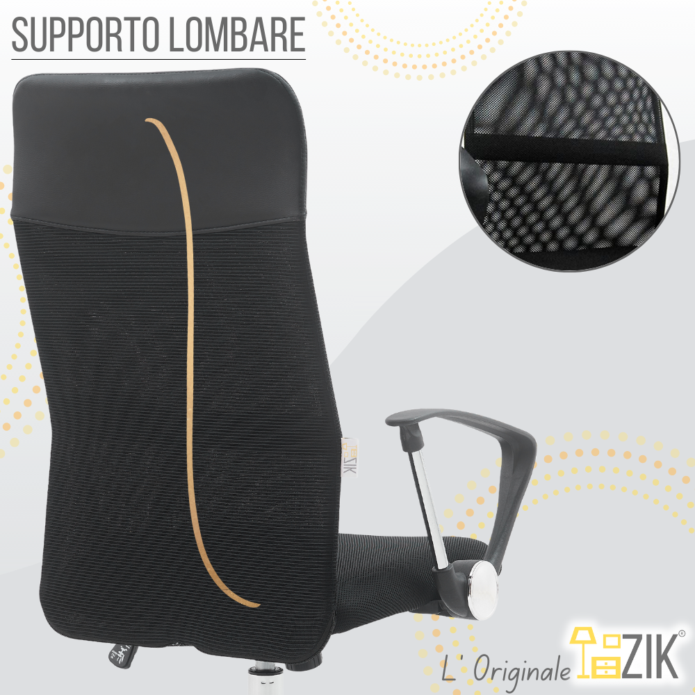 Sedia da Ufficio Girevole Ergonomica con Braccioli, Direzionale, Nero - ZIK - 5