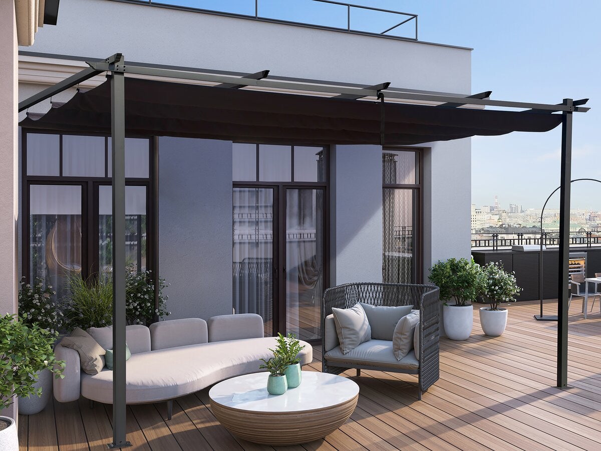 Pergola adossée Gris en Aluminium 12 m² - 2