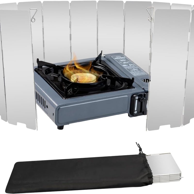 Parawan przeciwwiatrowy do kuchenki gazowej płyt składany parawan kempingowy z torbą ze sznurkiem kuchenka butanowa płyt Srebrny