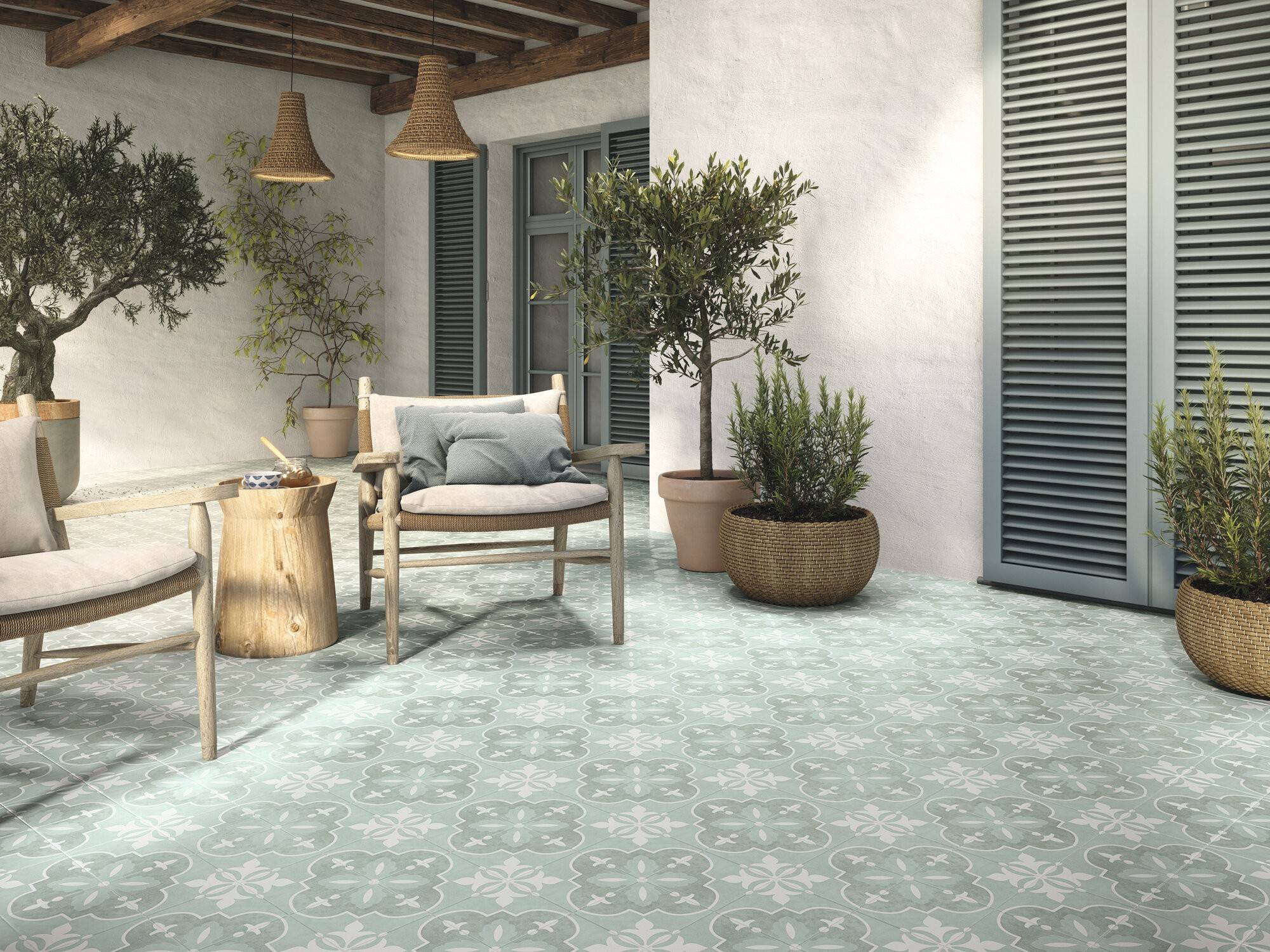 Carrelage Carreaux de Ciment Fleur 15x15 Mano - 15 x 15 - EAU | Leroy