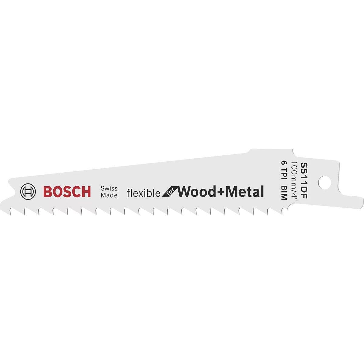 Bosch Professional 2 pezzi di lame per sega universale S 511 DF Flexible for Wood and Metal (lunghezza 100 mm, accessorio per sega universale)