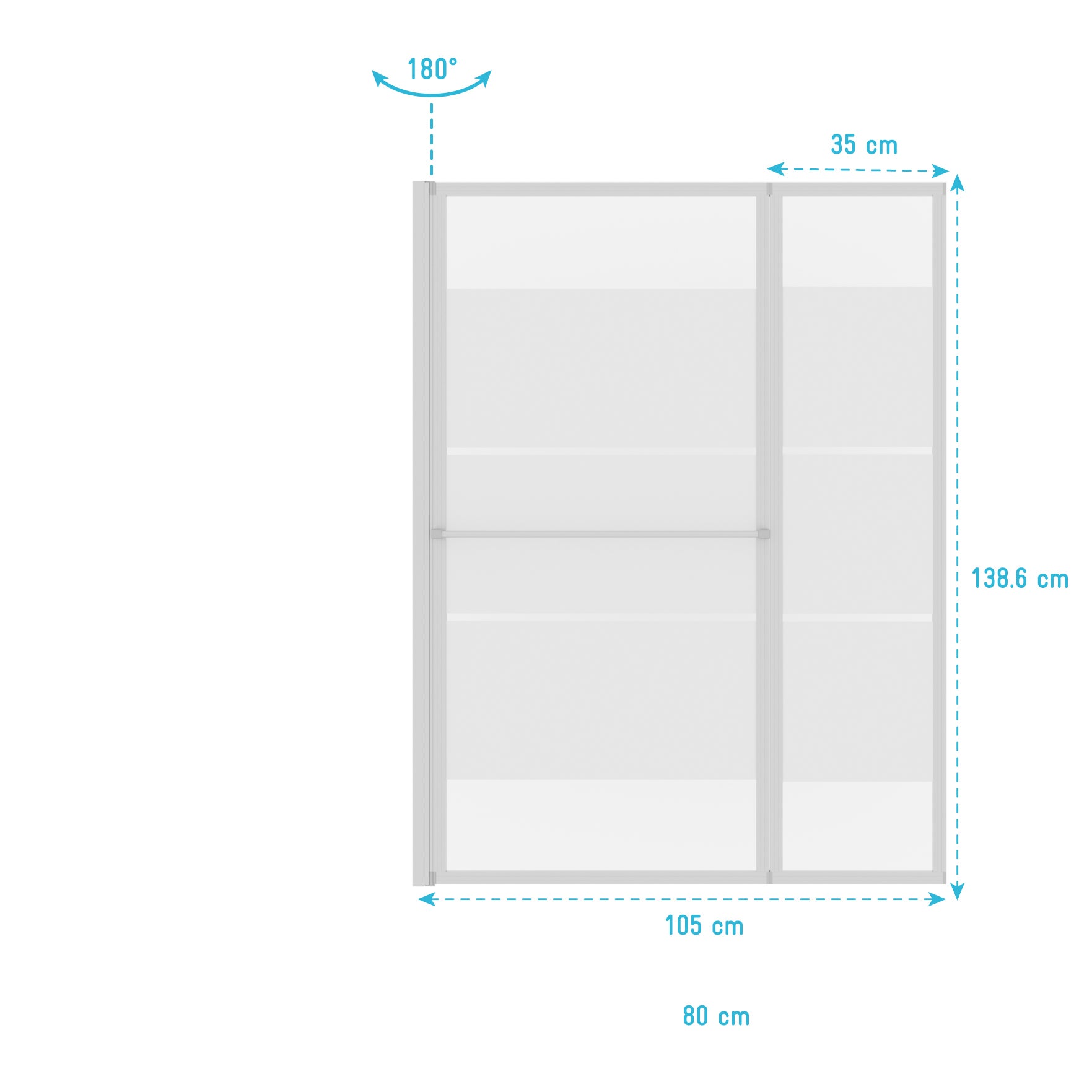 Pare baignoire relevable 139x105cm avec volet - verre transparent avec bande depolie - 5