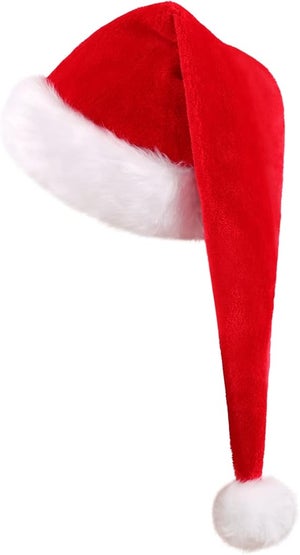 Cappello Di Babbo Natale In Velluto Rosso Extra Spesso Per Adulti - Unisex, Morbido E Caldo, Perfetto Per Feste E Foto Di Natale - 2
