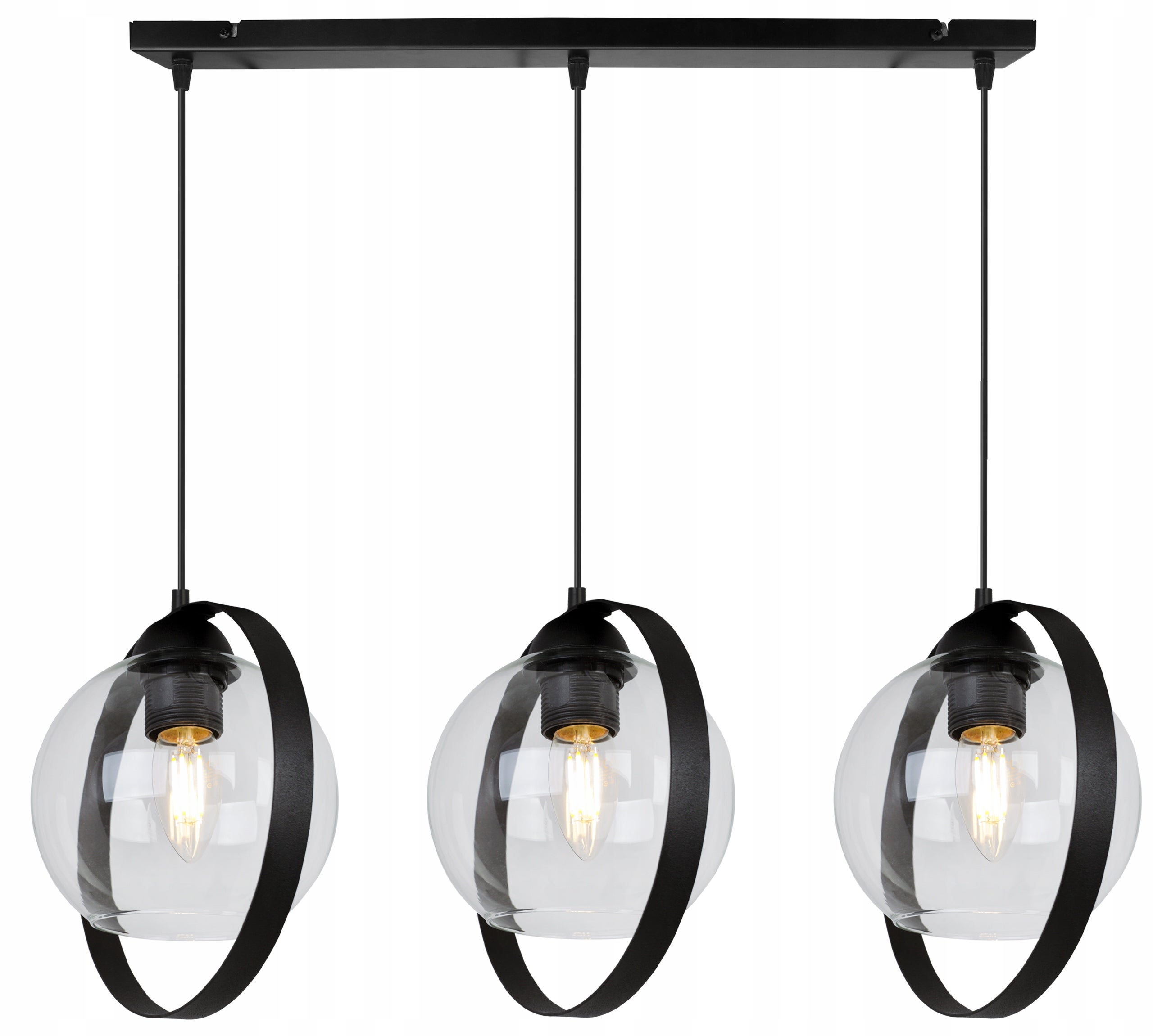 Lampa suspendată modernă 3xE27, abajur inel transparent, Light Home LH