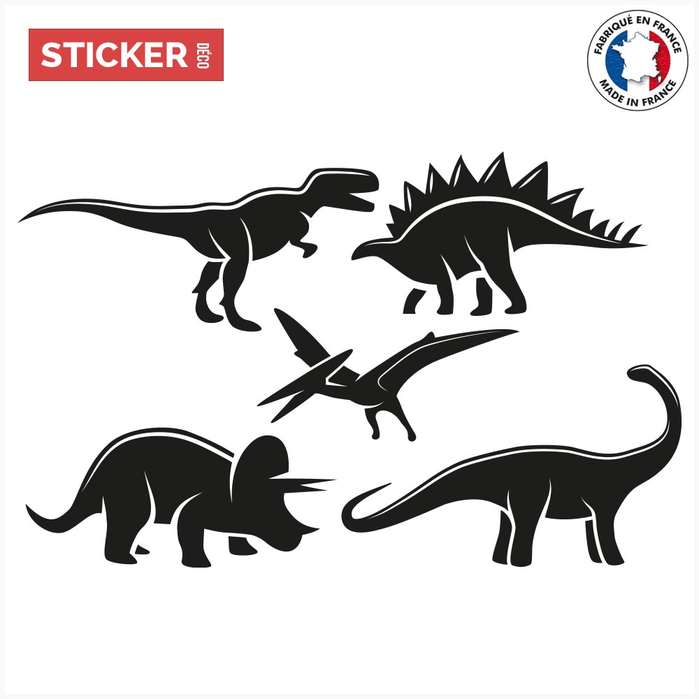 Stickers Dinosaures Silhouettes - XL (Largeur 120cm, Hauteur 75cm) - 2