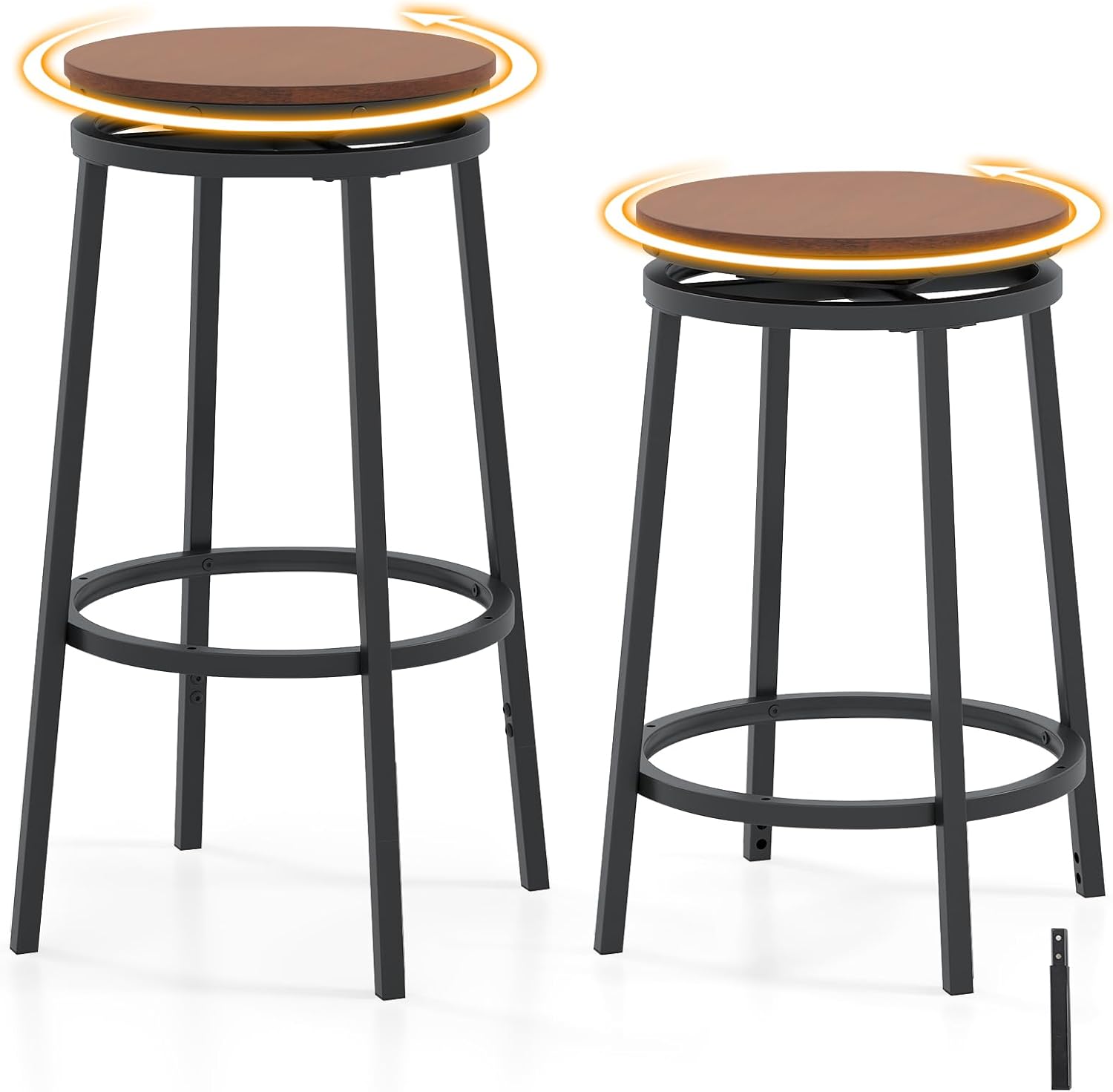 Set di sgabelli da bar Altezza regolabile 61/74 cm Girevoli