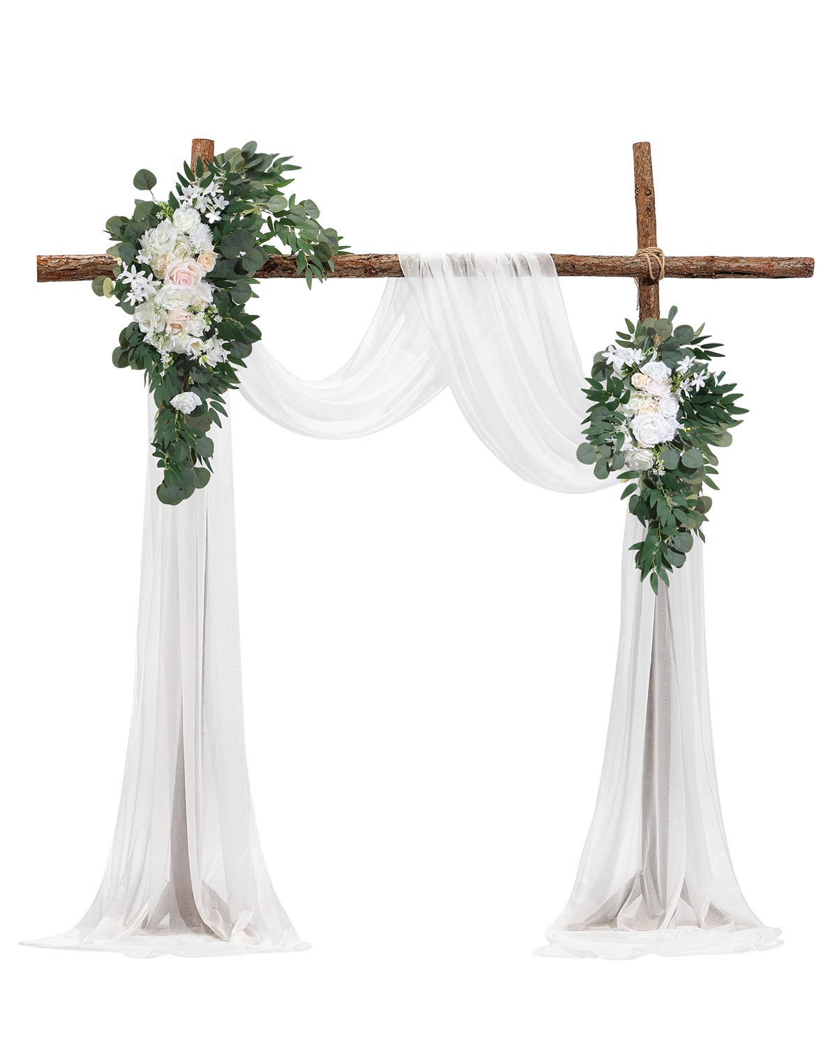 Set di fiori artificiali bianchi per decorazione di sedie nuziali e Set di fiori artificiali bianchi per decorazione di sedie nuziali e