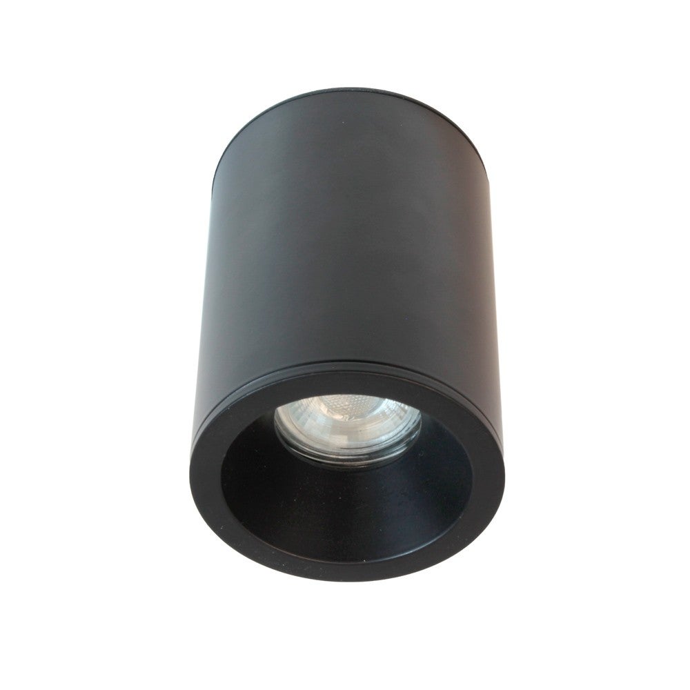 Lutar reflektor natynkowy do łazienek lub na zewnątrz Lutar cylindryczny czarny 1XGU10 IP65
