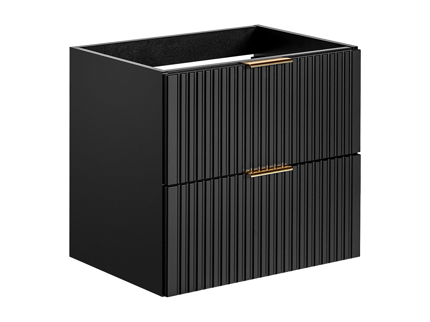 Meuble sous vasque suspendu strié - Noir - L60 cm - ZEVARA - 3