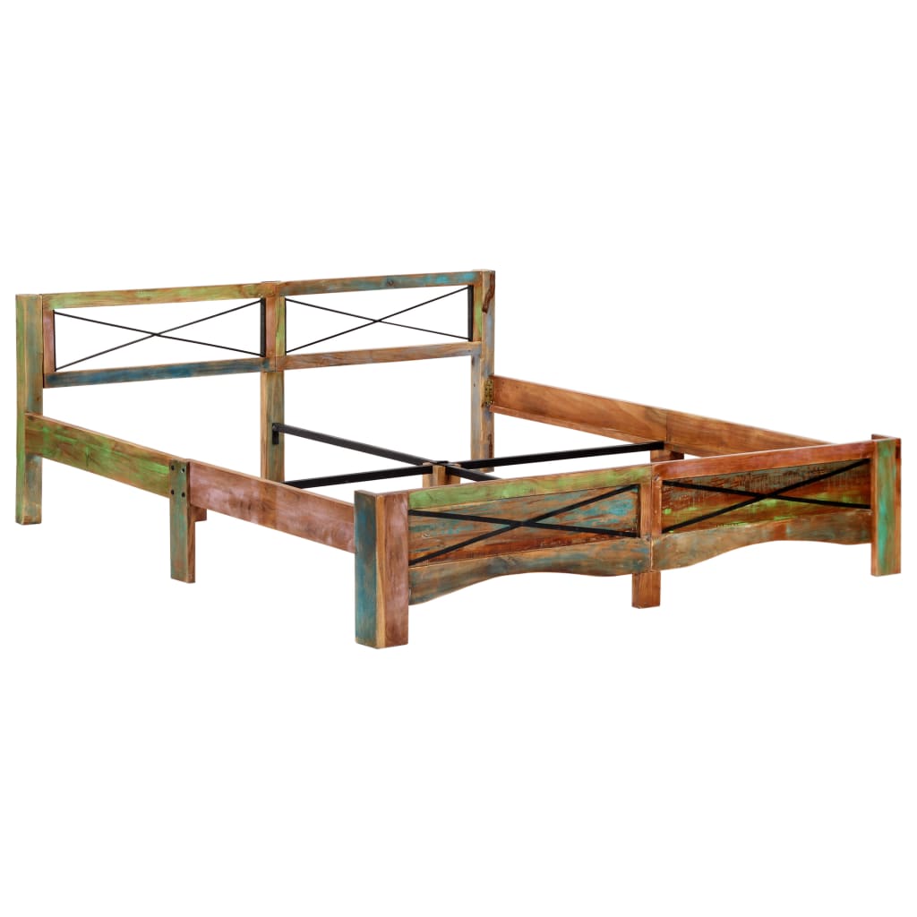 Cadre de lit sans matelas en bois de récupération massif 180 x 200 cm - 2