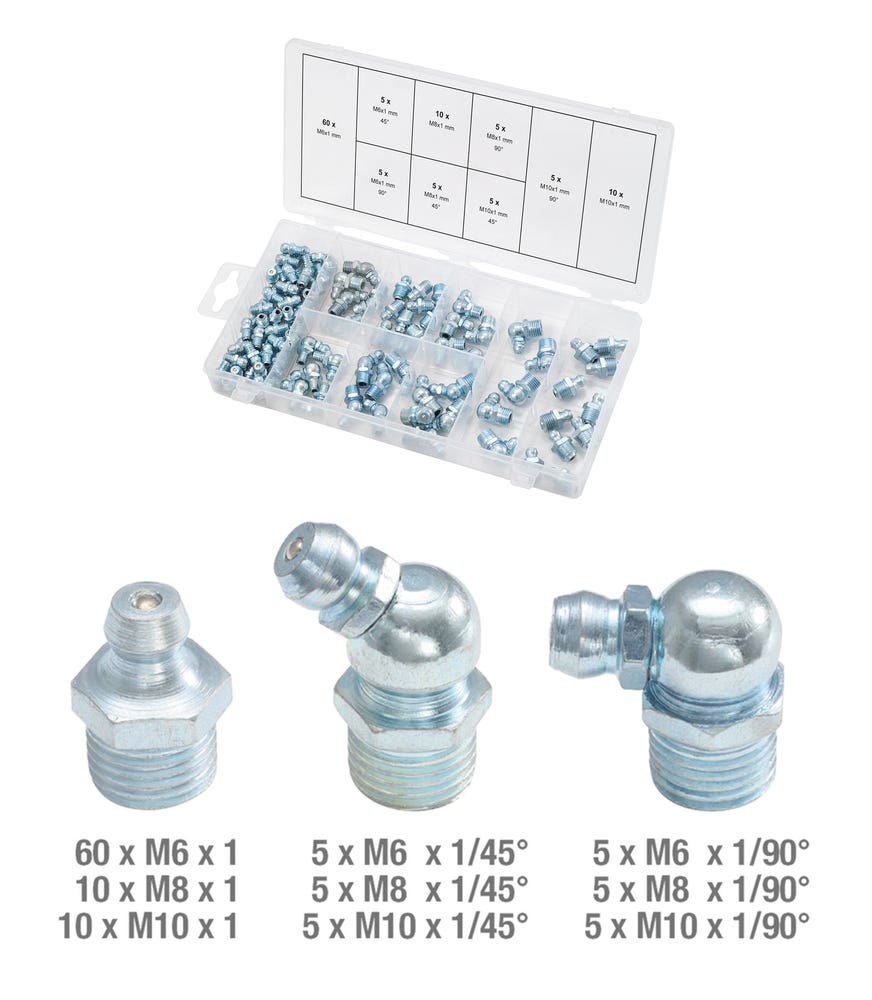 Kit D'Assortiment De Graisseurs 70 Pièces - Graisseurs Hydrauliques Acier Inoxydable M6 M8 1/4 1/8