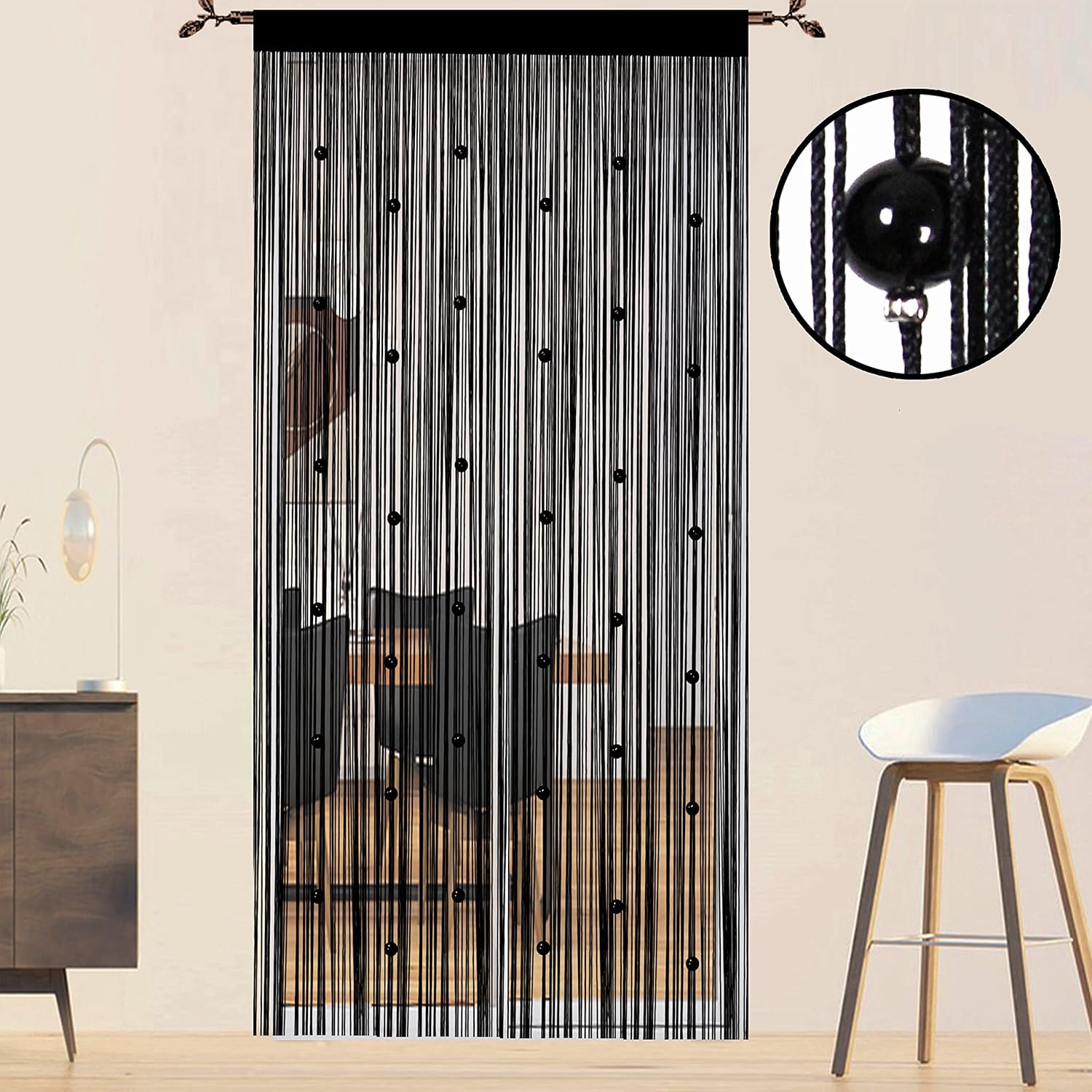 YaoYue Tenda con perline per porta, nappe, perline da appendere, frange hippie, divisorio per finestra, corridoio, ingresso, parete, armadio, camera da letto, decorazione per la privacy (100 x 280 cm