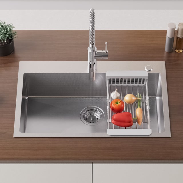 Cecipa max Évier Cuisine 1 Bac 70×45CM - Évier Inox avec Panier de Drainage - Évier Pour Cuisine Grande Capacité