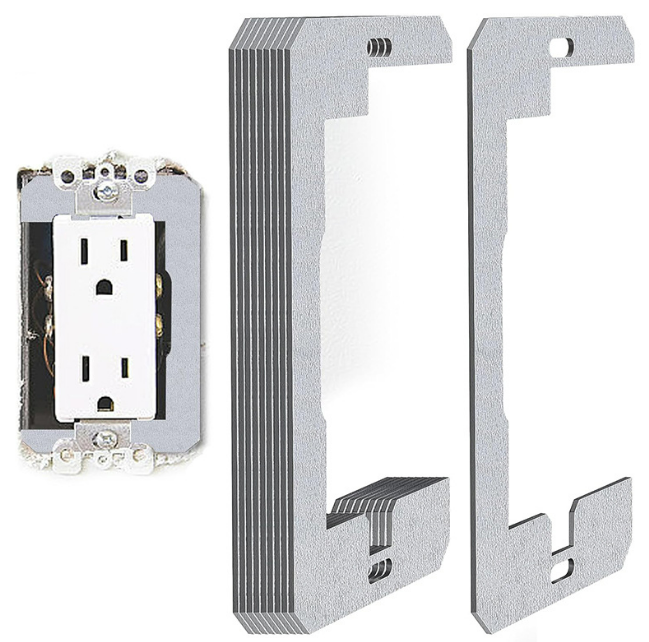 Metal wall plate spacers for recessed electrical outlets