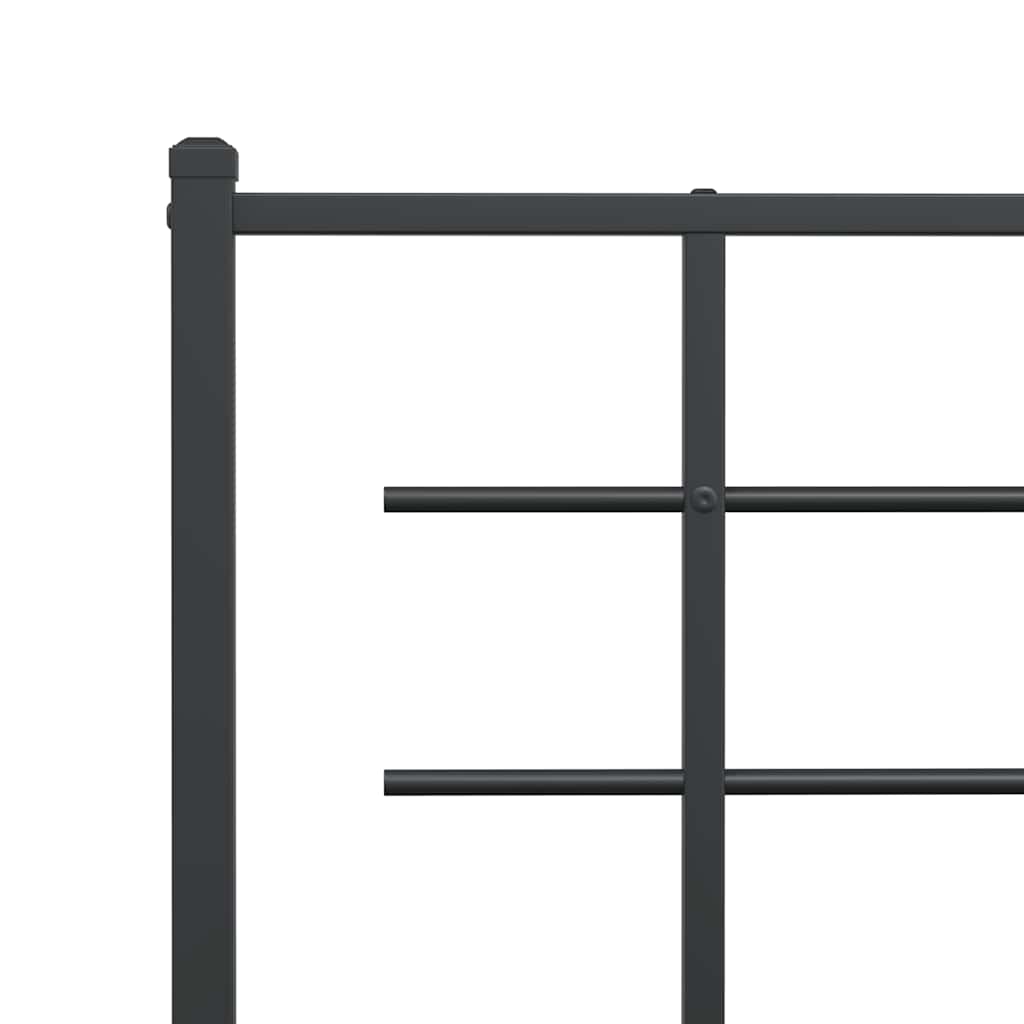 Estructura de cama sin colchón con estribo, de metal negro, para dormitorio, 193 × 203 cm - 8