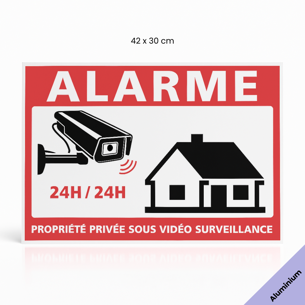 Alu-Schild „Privatgrund Videoüberwachung 24h/24“ – 420x300 Mm, 3 Mm Stark | Für Haus, Garten & Gewerbe