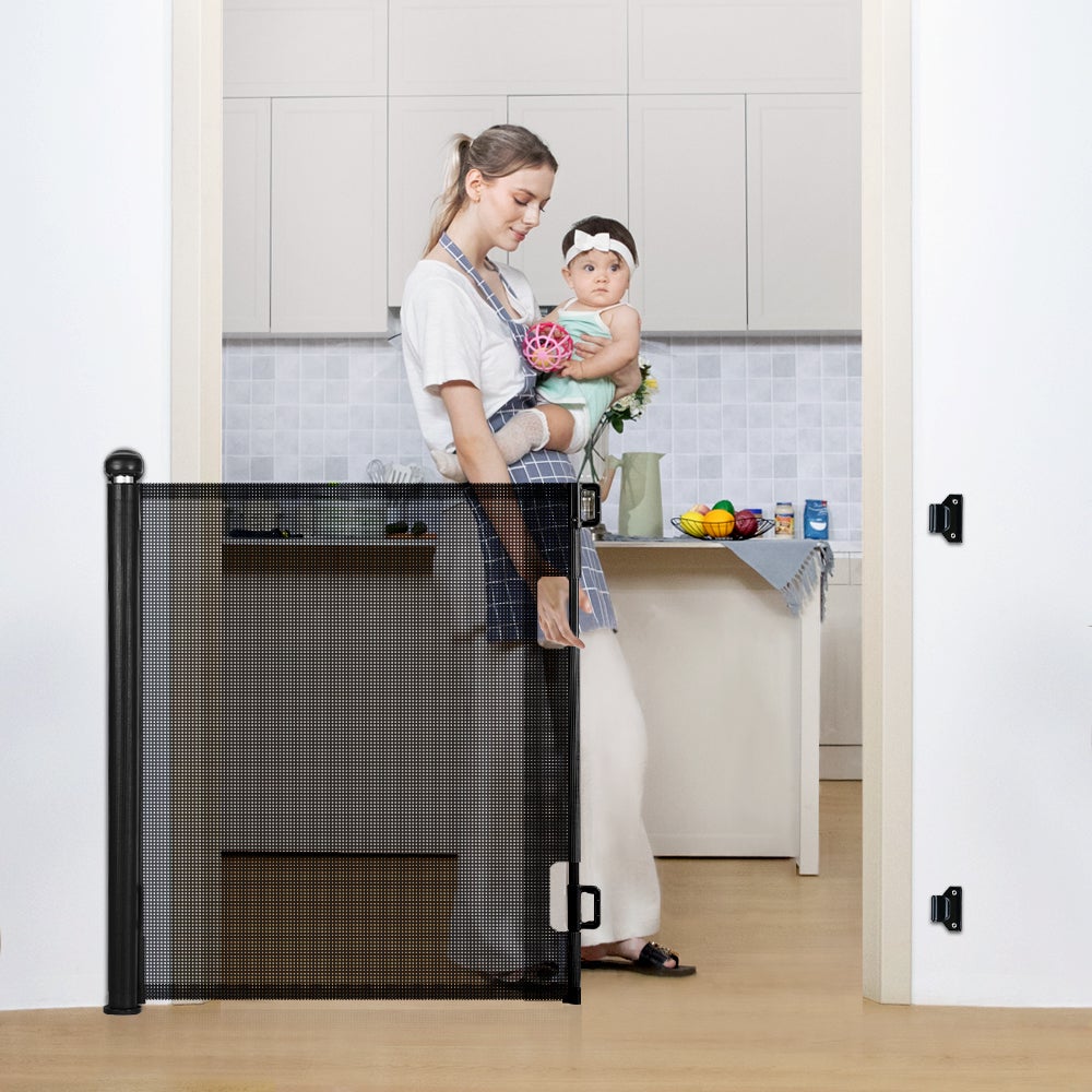 Barrière de sécurité enfant extensible Barrière d'escalier fermeture facile H.84 x l.140 cm max. noir - 6