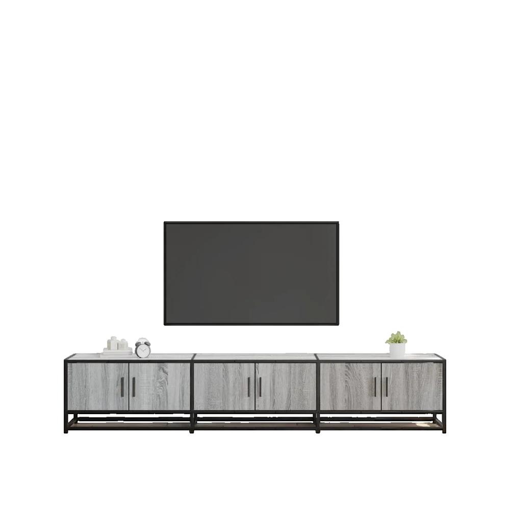 vidaXL Meuble TV sonoma gris 210x35x41 cm bois d'ingénierie - 3