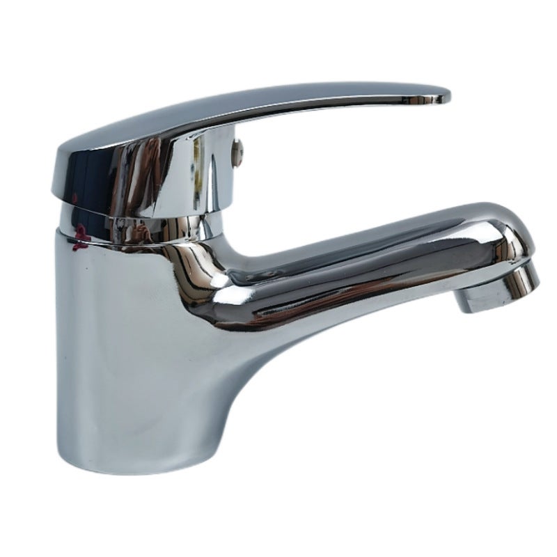 Bateria umywalkowa łazienkowa z kwadratowym uchwytem, mieszacz wody ciepłej i zimnej z pojedynczą dźwignią, srebrny, stop cynku