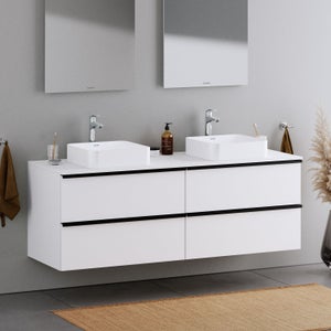 DURAVIT - Meuble mural suspendu MDF de salle de bain design sous-vasque avec 4 tiroirs pour salle de bain - 120x57,3x55cm - Blanc mat - DURAPOINT