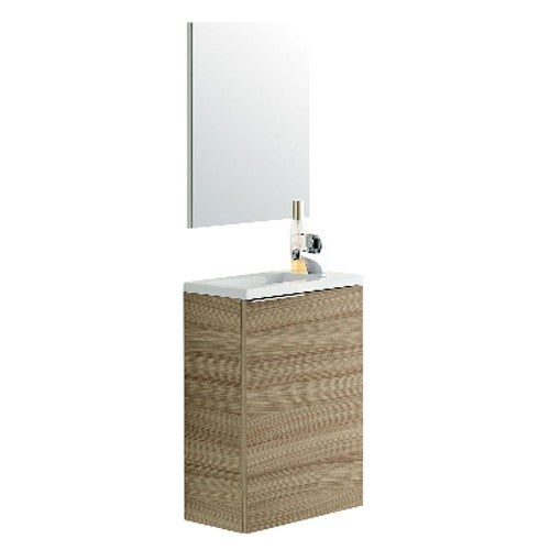 Mobile Bagno Sospeso 40 Cm Rovere Salvaspazio Con Lavabo E Specchio Compact - 6