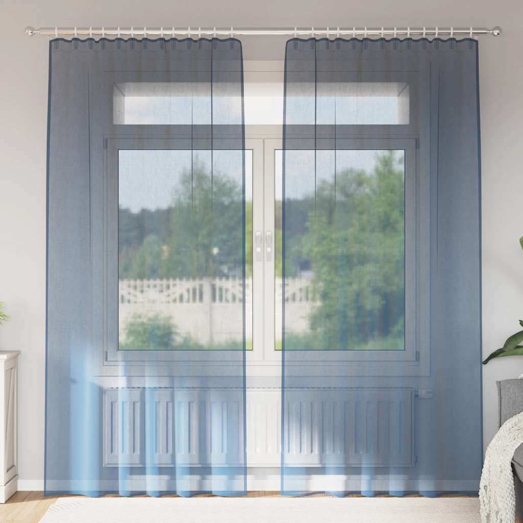 Zasłony woalowe z kieszeniami na drążek 2 szt. Royal Blue vidaXL