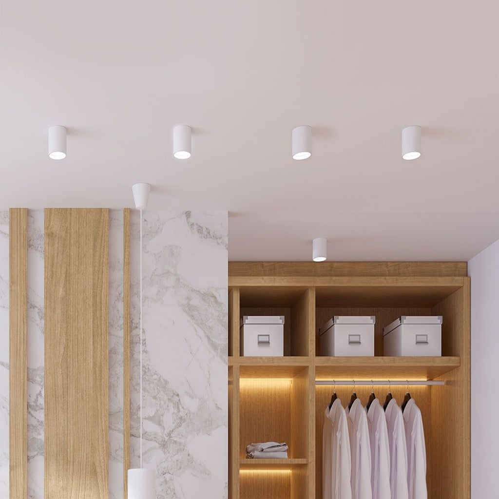 Lámpara de techo LED GU10 Redondo Cuerpo Blanco en Hierro y Metal Cromado Reflector Oro Rosa - 2